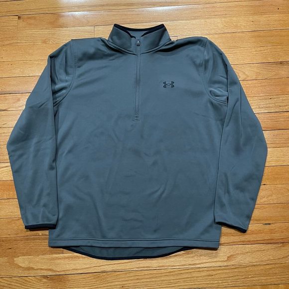 UNDER ARMOUR Coldgear Sweater Fleece 1/4 Zip Pullover Men's Size LARGE Gray EUC - Picture 3 of 10
